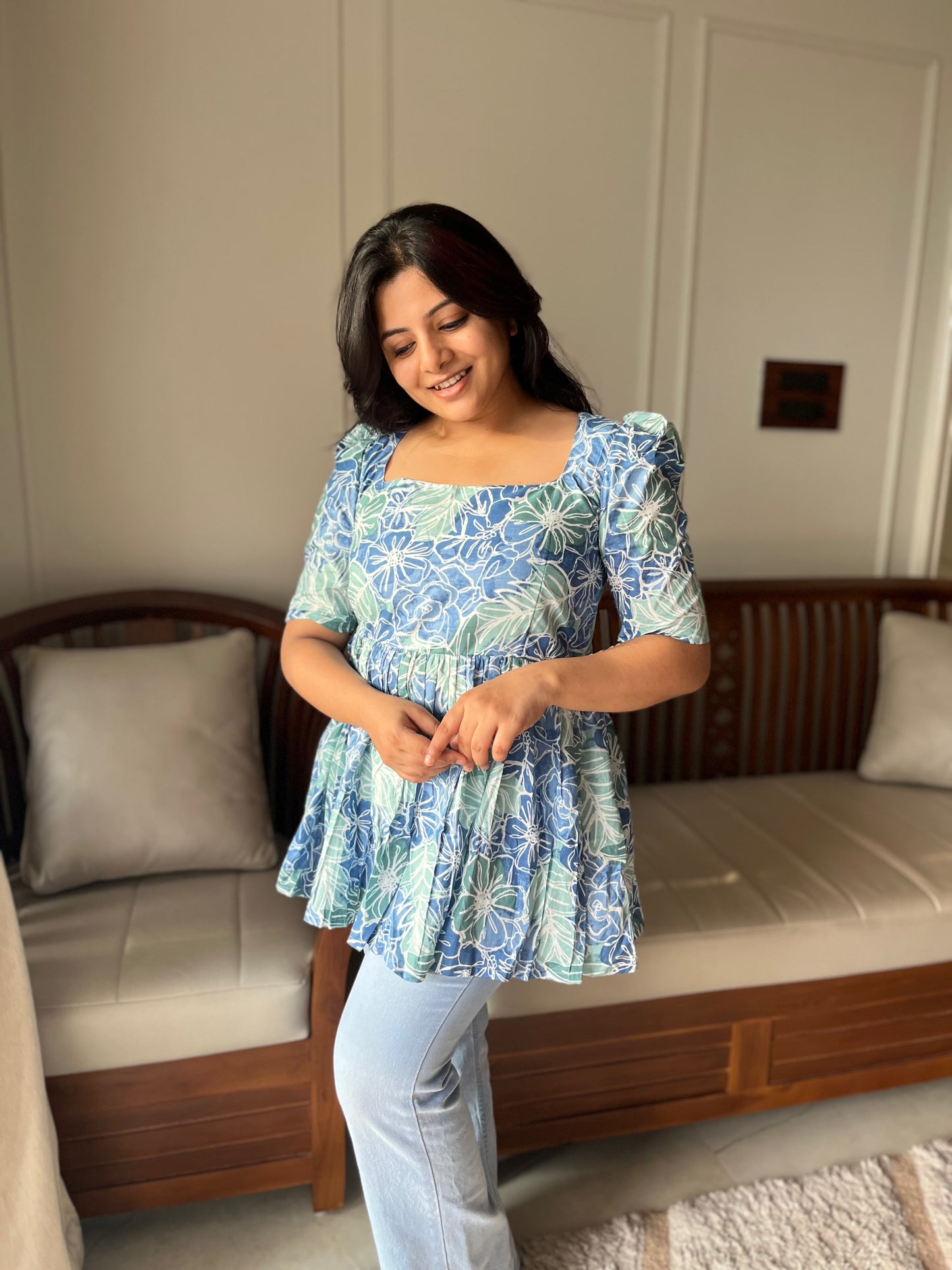 Isha - Blue Peplum Top