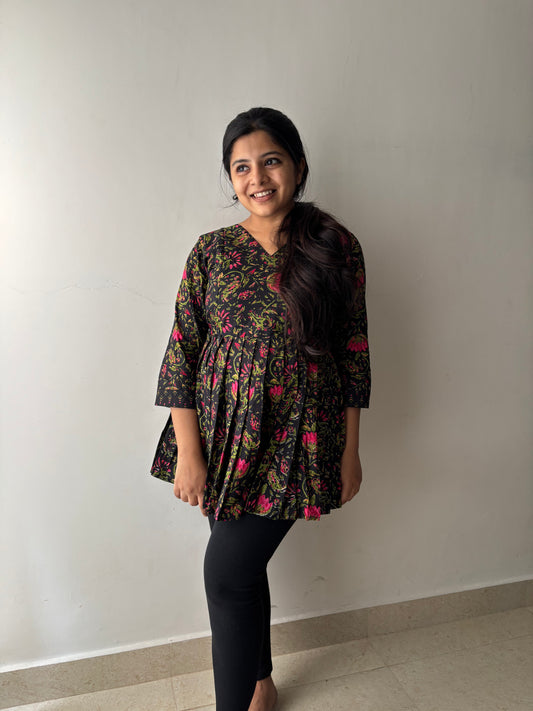 Charu - Black Peplum Top