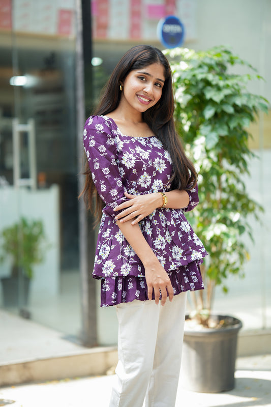 Anicham - Violet Layer Peplum Top