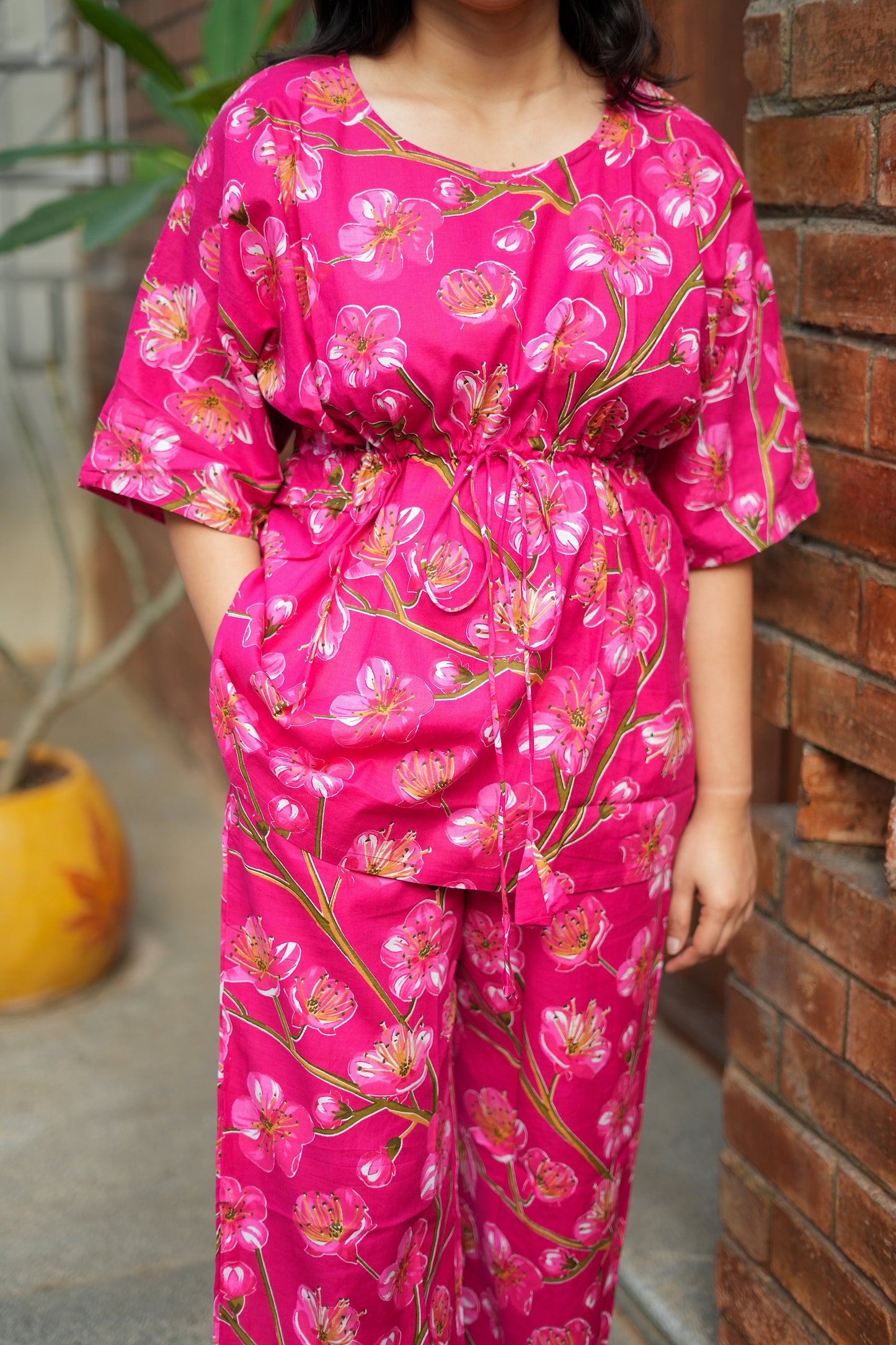 Jaanvi - Pink Kaftan Night Set