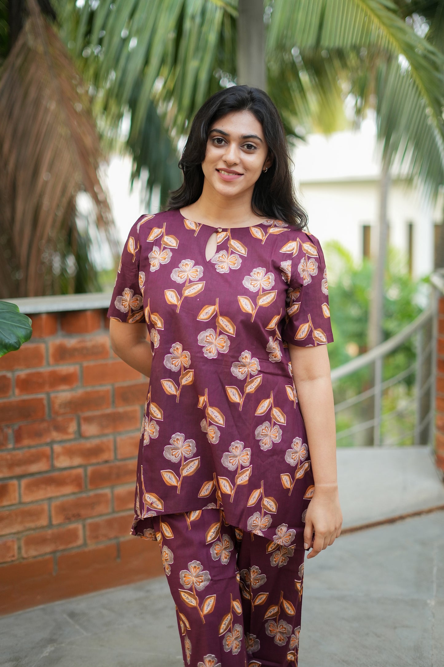 Heera - Deep Maroon Night Suit