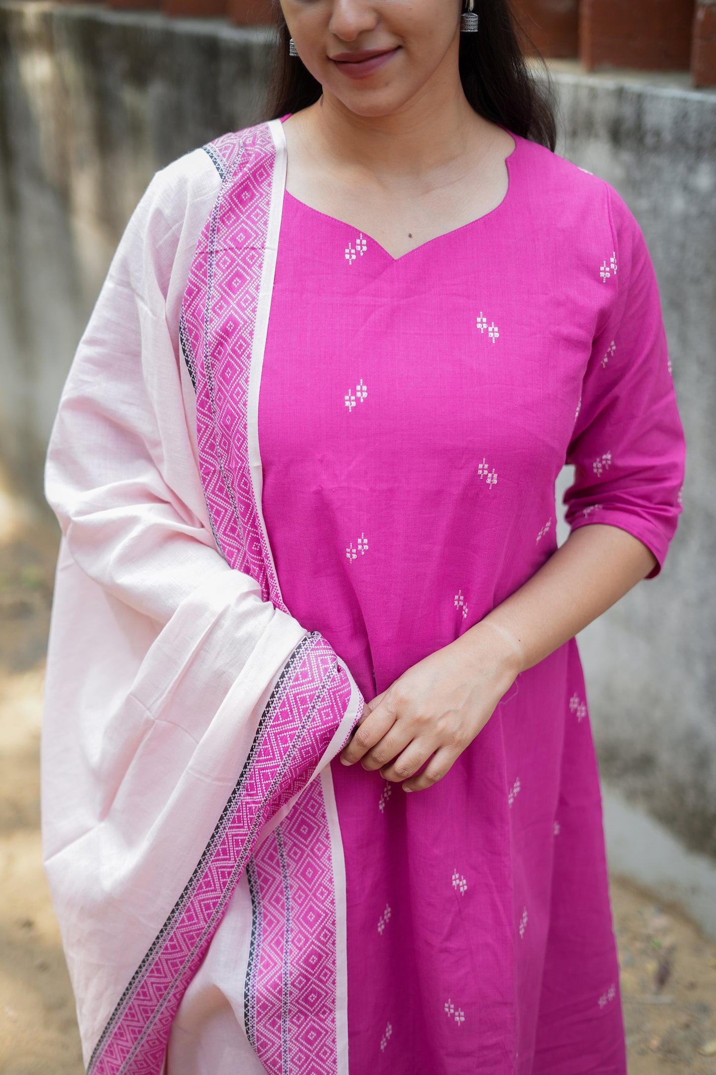 Daksha - Pink Cotton 3 Pcs Set