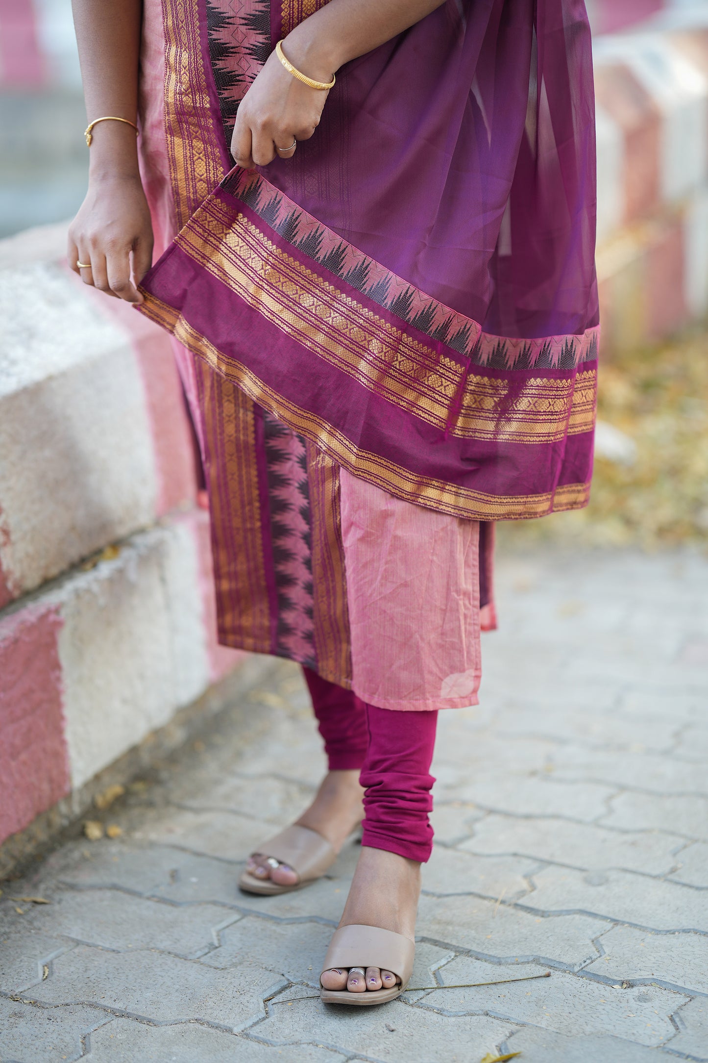 Aadhirai - Pink Cotton 2 Pcs Kurti Set
