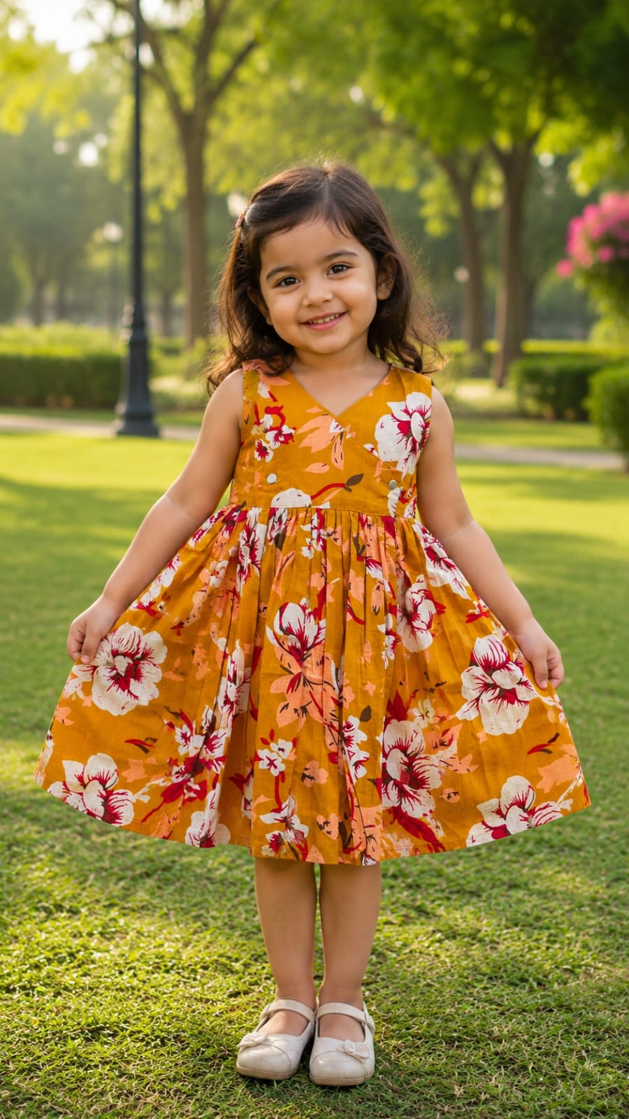 Idhal - Mustard Floral Wrap Dress