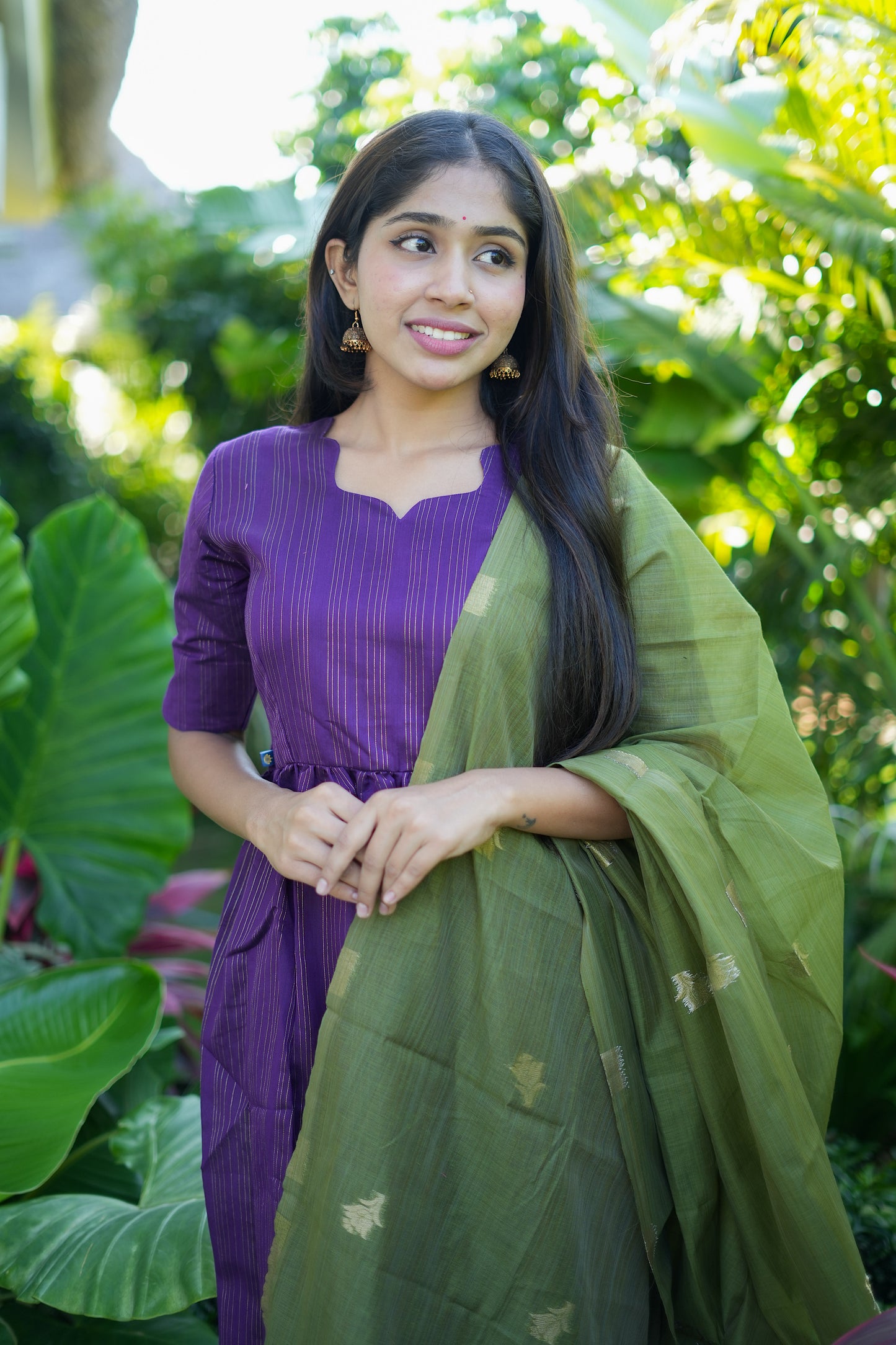 Diya - Violet Raw Silk Kurta Set