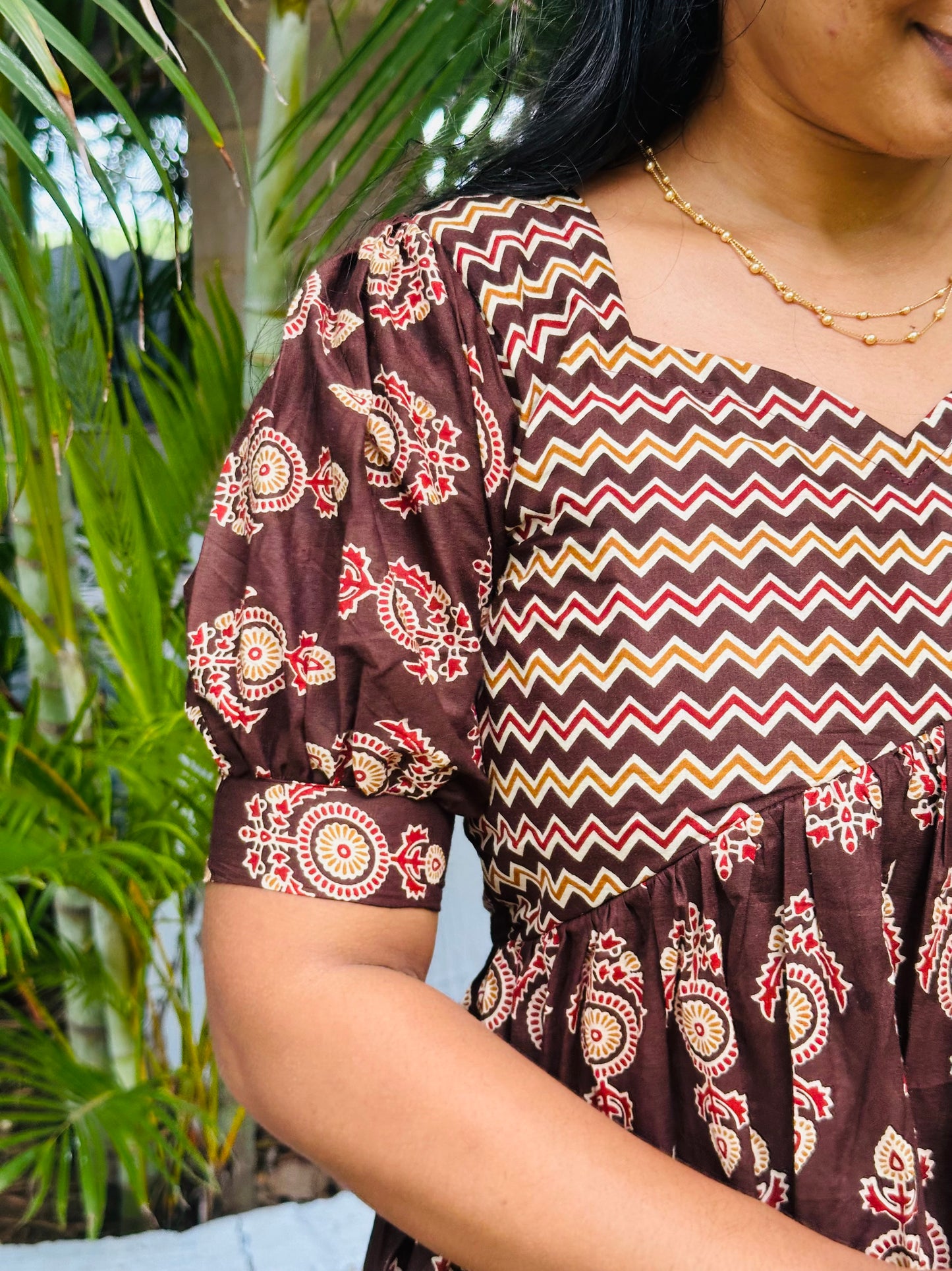 Aishu - Brown Alia Peplum Top