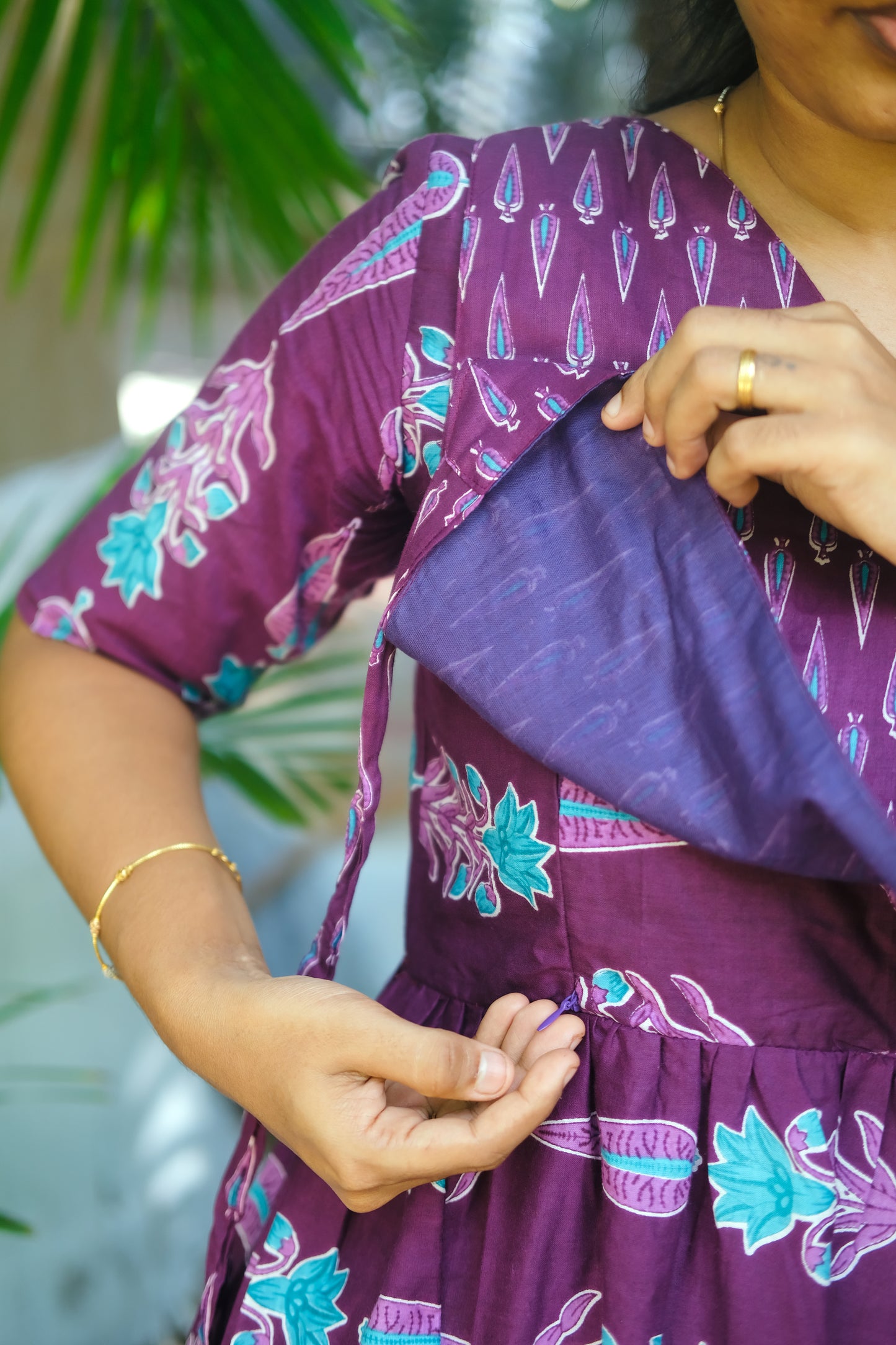 Kuyili - Purple Tie Up Cover Maxi Nighty