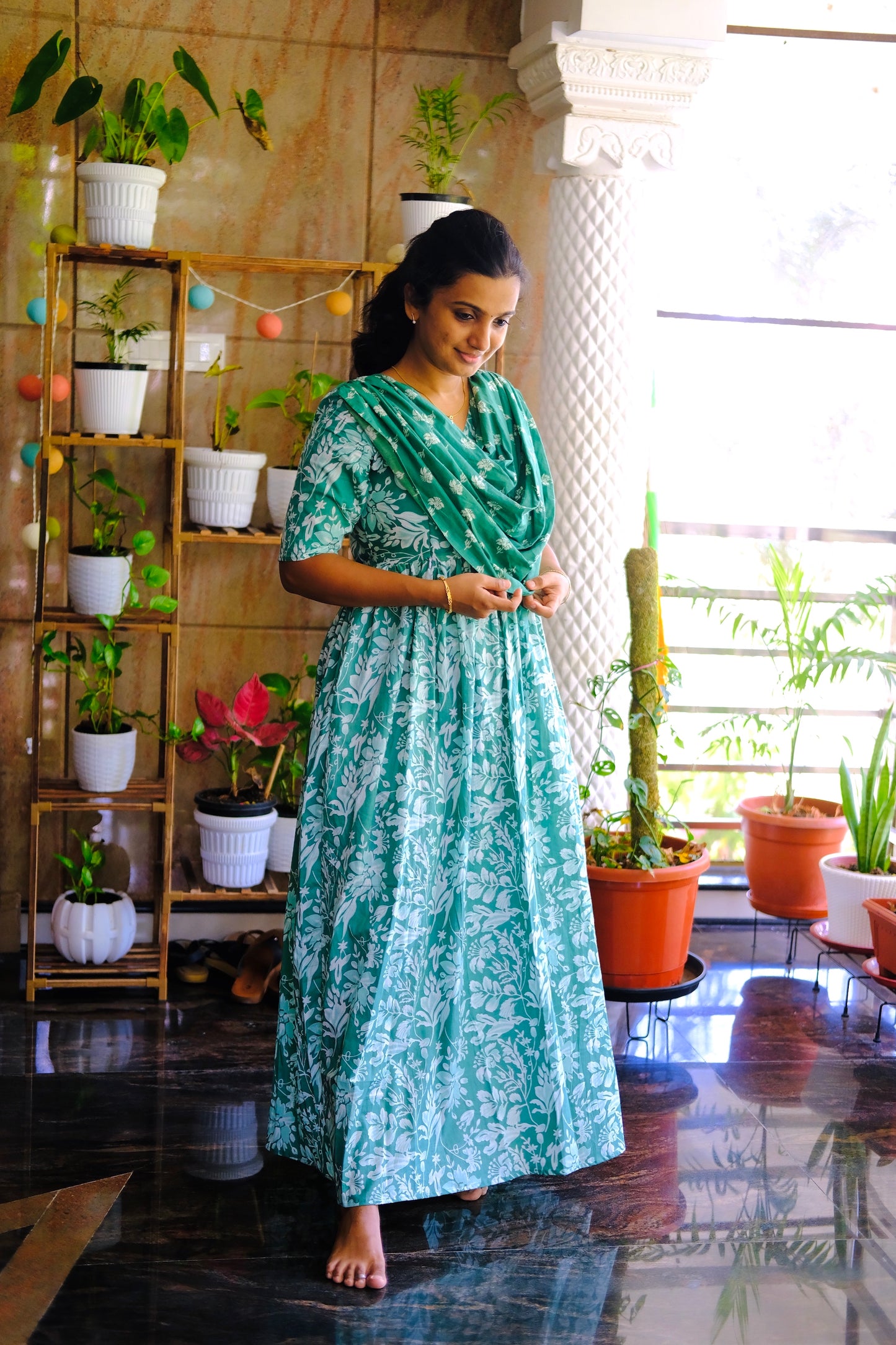 Kaveri - Teal Green Maxi Nighty