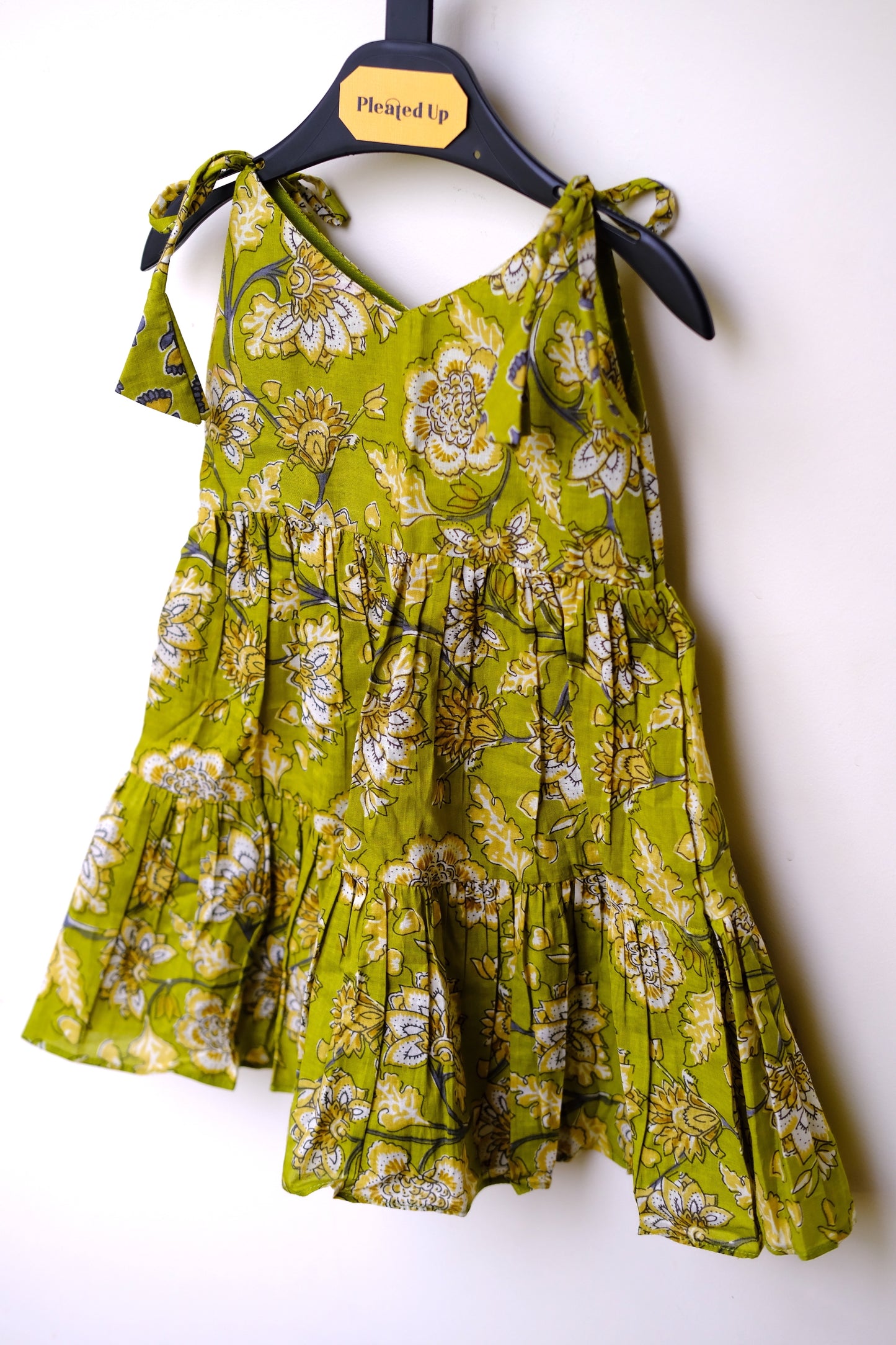 Twinkle - Green Kids Tie-Up Frock