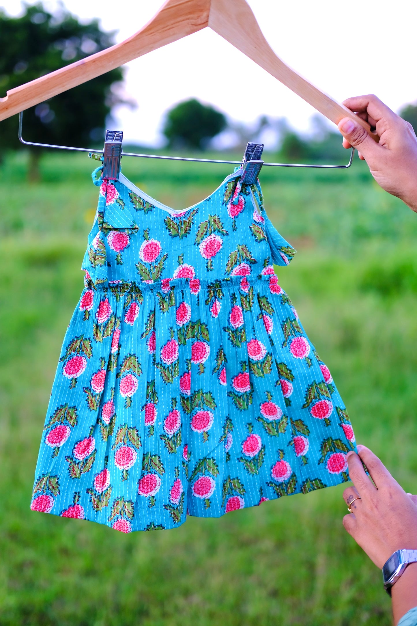 Twinkle - Blue Kids Tie-Up Frock