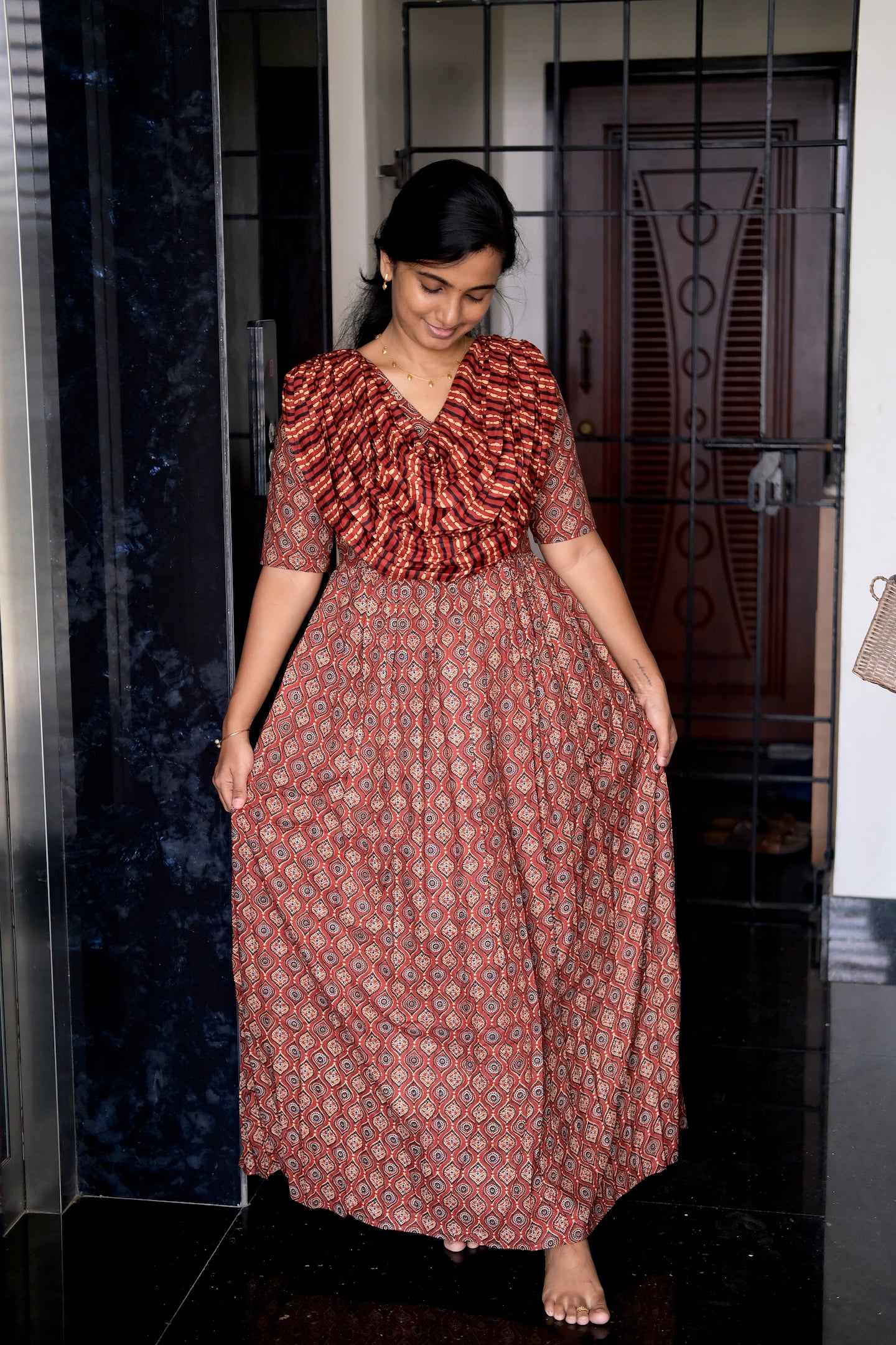 Kaveri - Rust Red Maxi Nighty