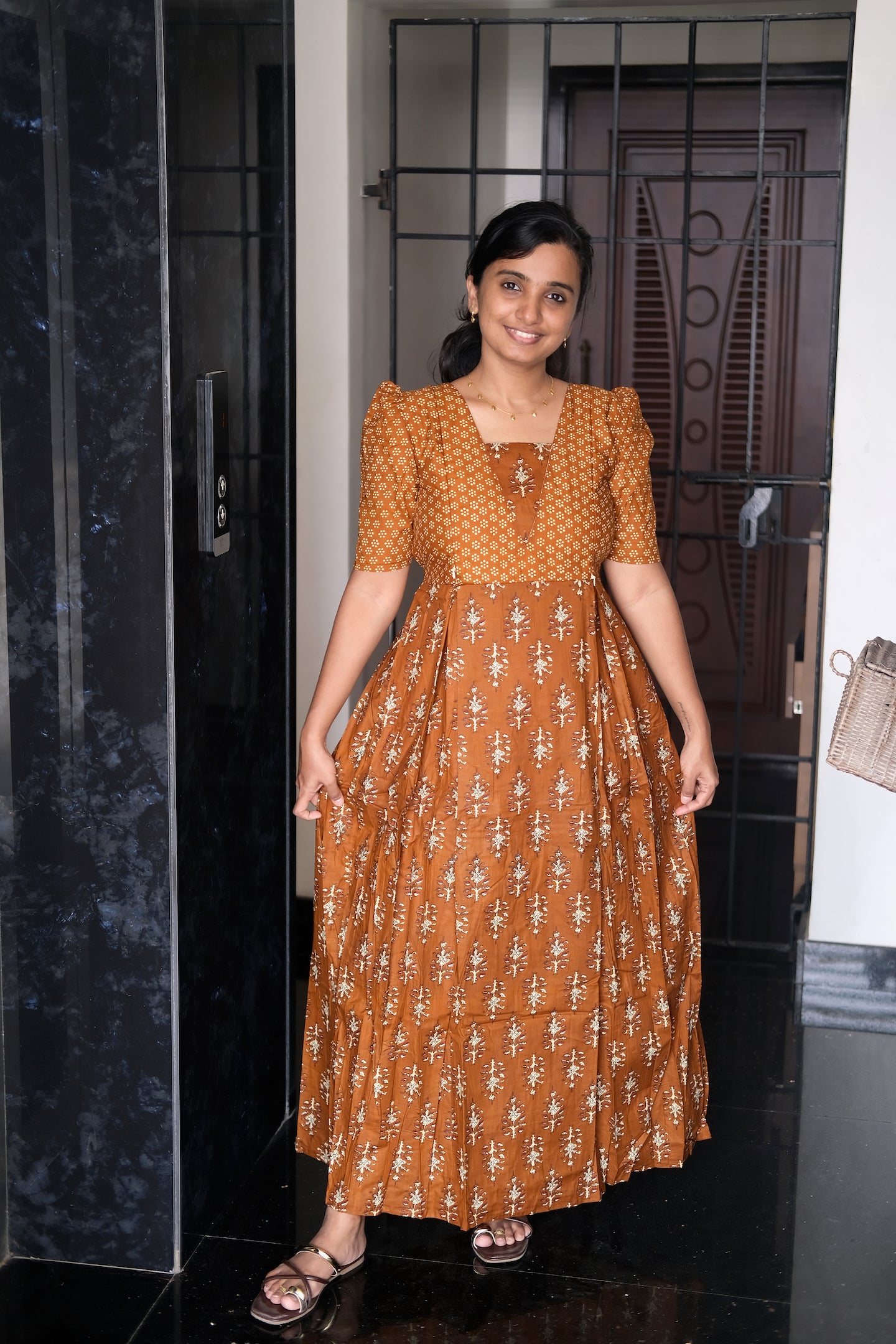 Nisha - Golden Mustard Maxi Nighty