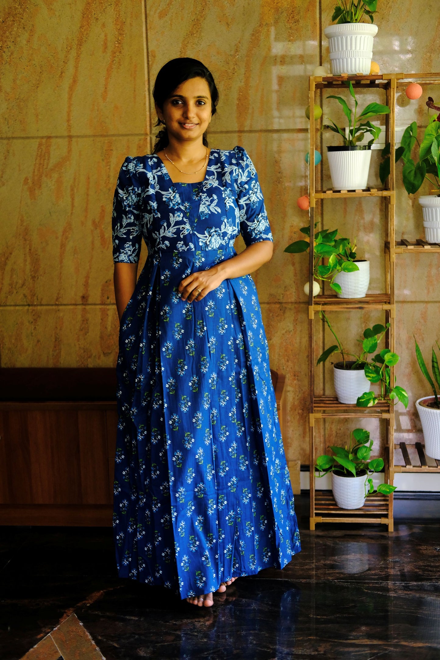 Nisha - Dark Blue Maxi Nighty