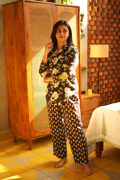 Riya - Black Full Sleeve Night Suit