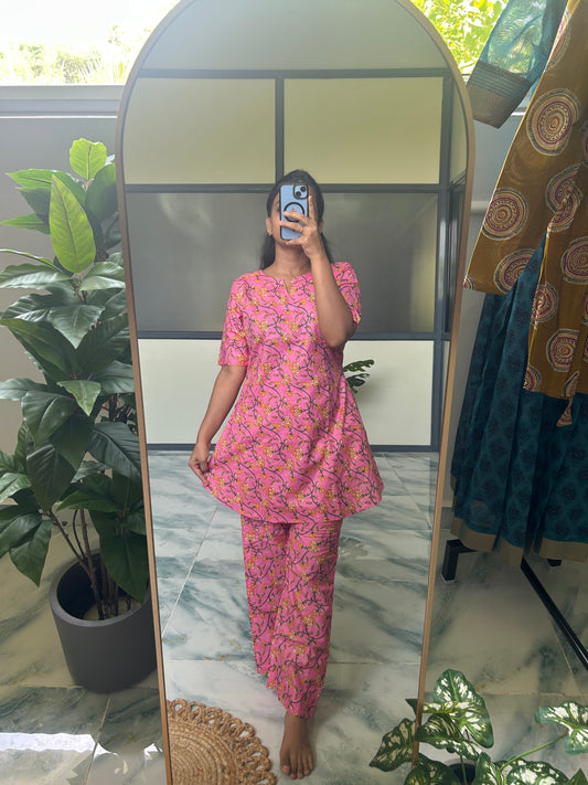 Heera - Pink Floral Night Suit