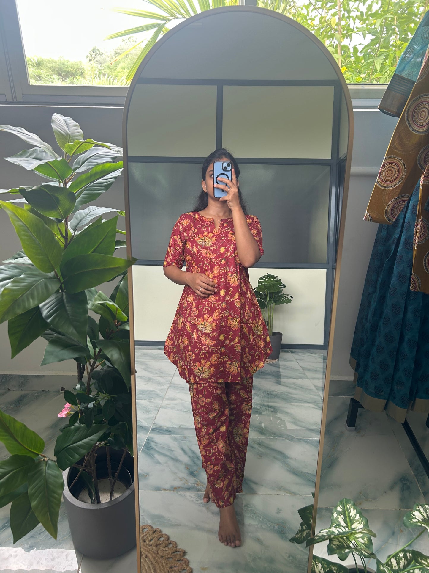 Heera - Red Floral Night Suit