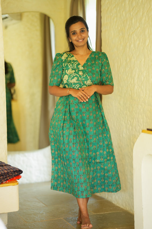 Varsha - Green Zipless Midi Nighty
