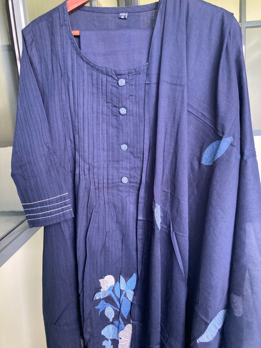 Dark Blue - 3 pcs Kurta Set