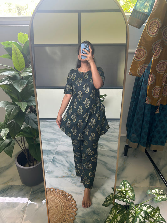Heera - Dark Green Night Suit
