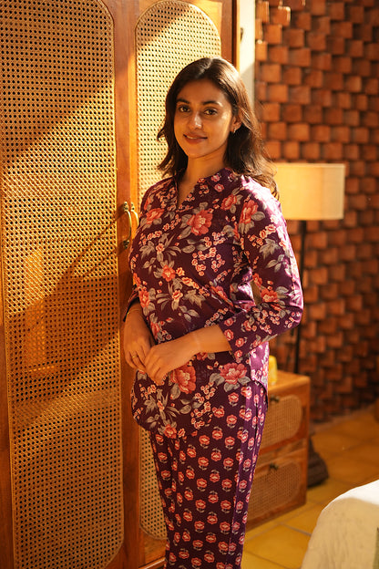 Riya - Purple Full Sleeve Night Suit