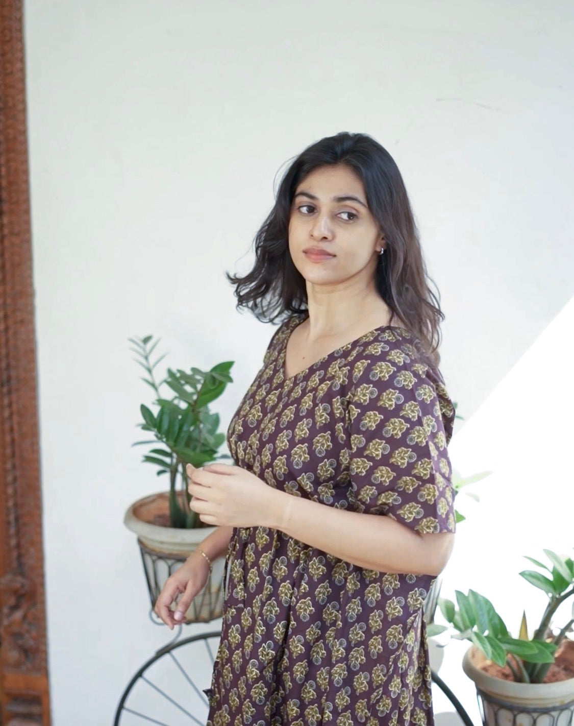 Nila - Dark Purple Kaftan Midi Nighty