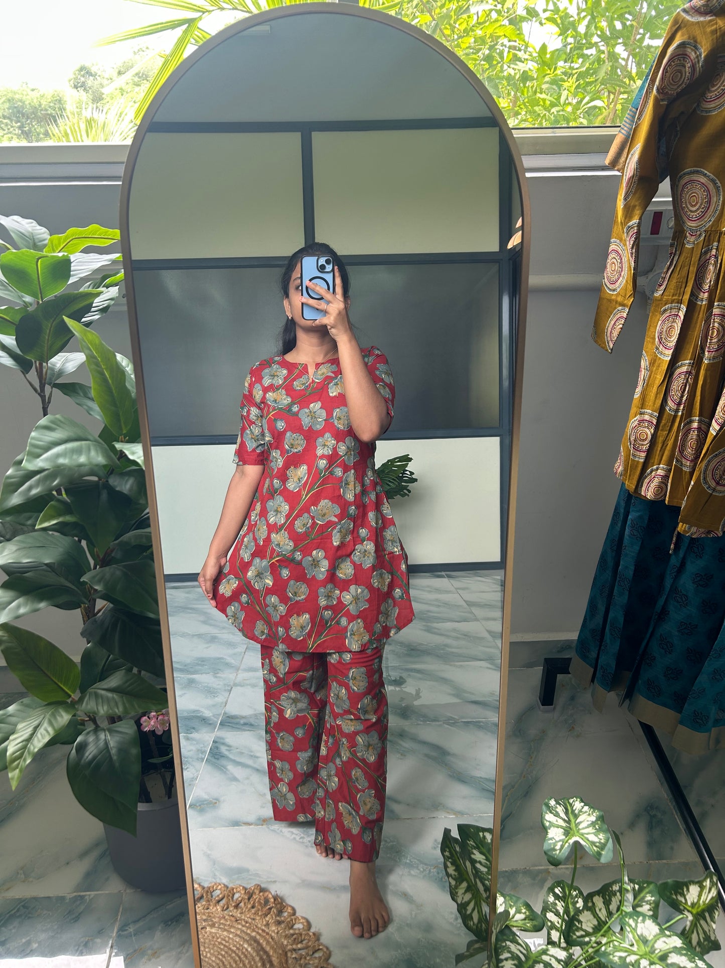 Heera - Red Floral Night Suit