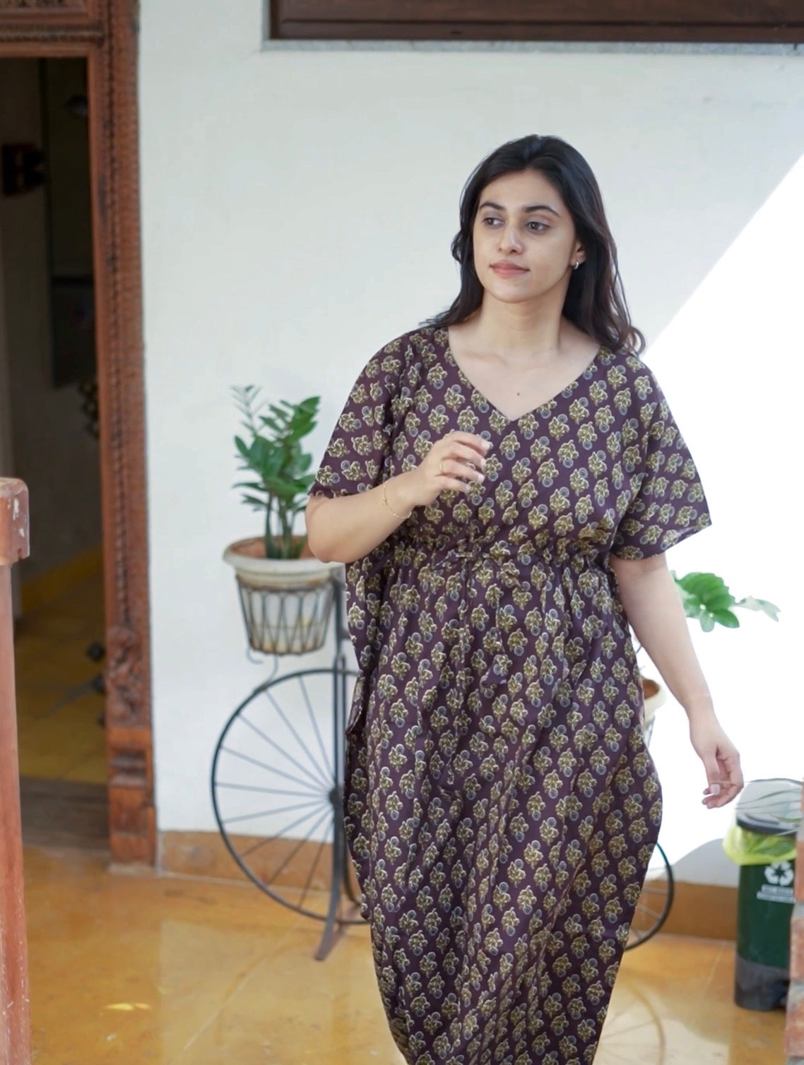 Nila - Dark Purple Kaftan Midi Nighty