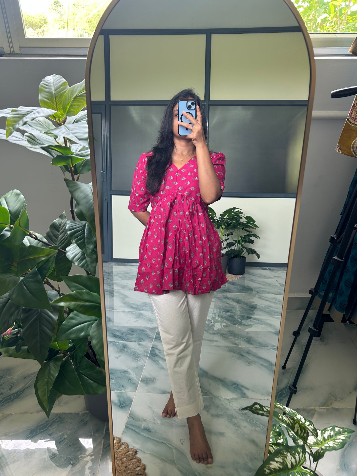 Monica - Magenta Pink Peplum Top
