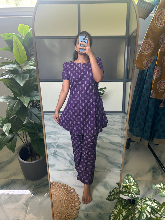 Heera - Dark Violet Night Suit