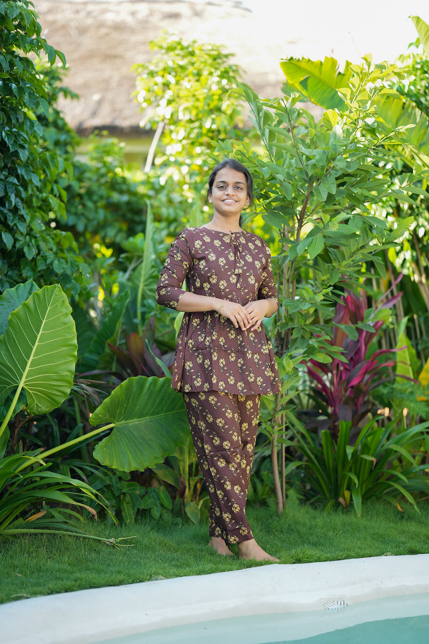 Ayla - Brown Peplum Night Suit
