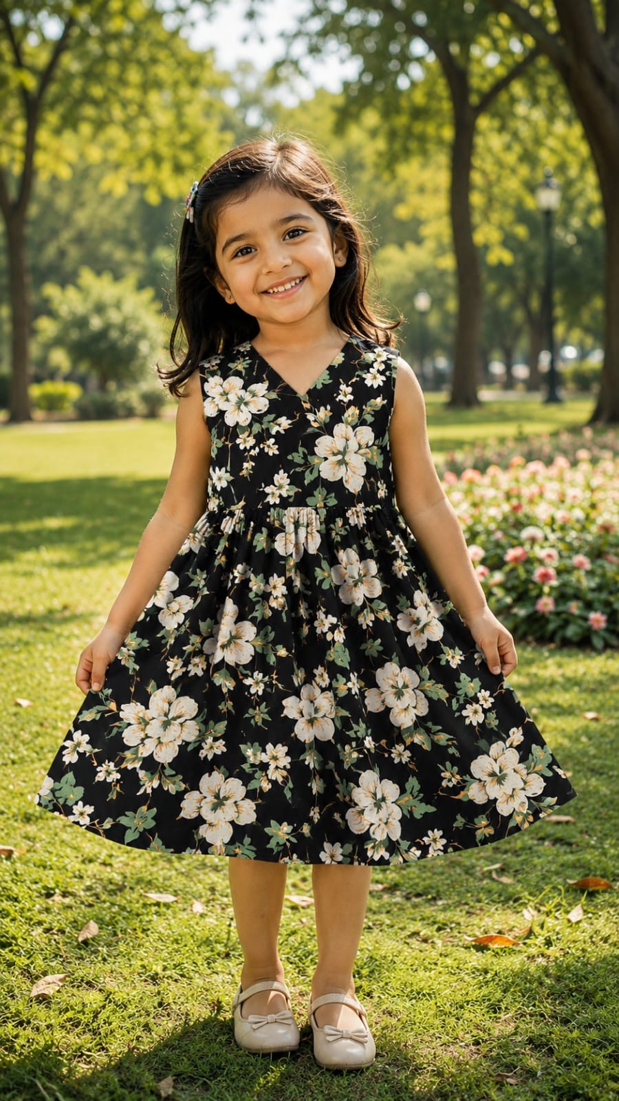 Idhal - Black Floral Wrap Dress