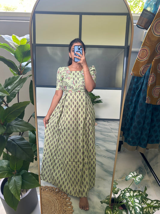 Nisha - Pastel Green Maxi Nighty