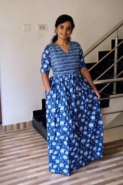 Kuyili -  Persian Blue Tie Up Cover Maxi Nighty