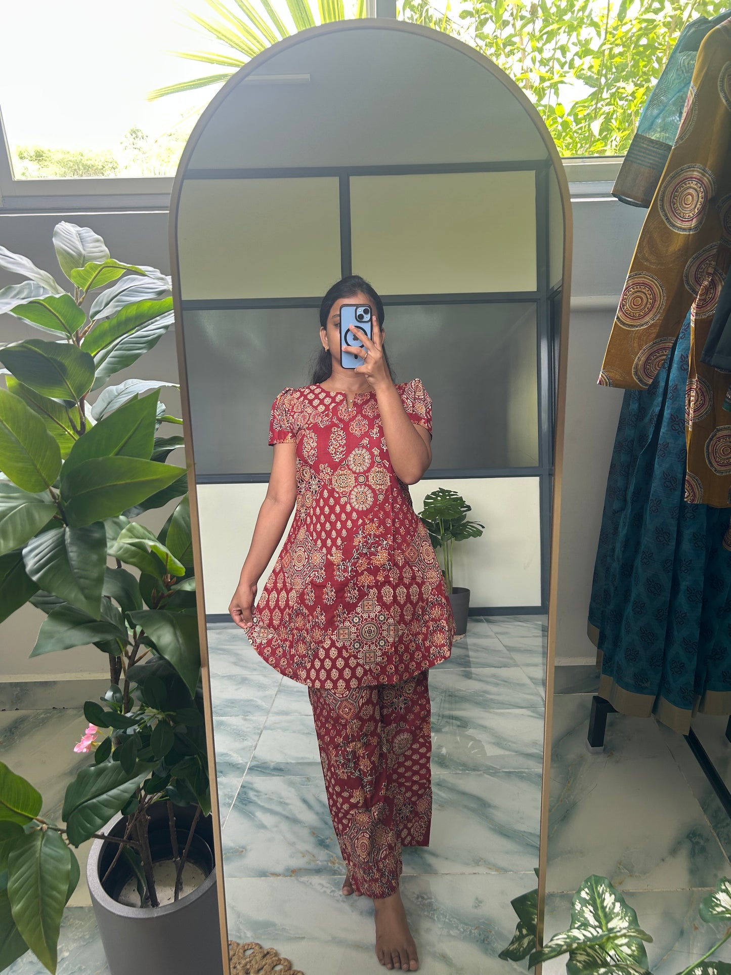 Heera - Red Ajrakh Night Suit