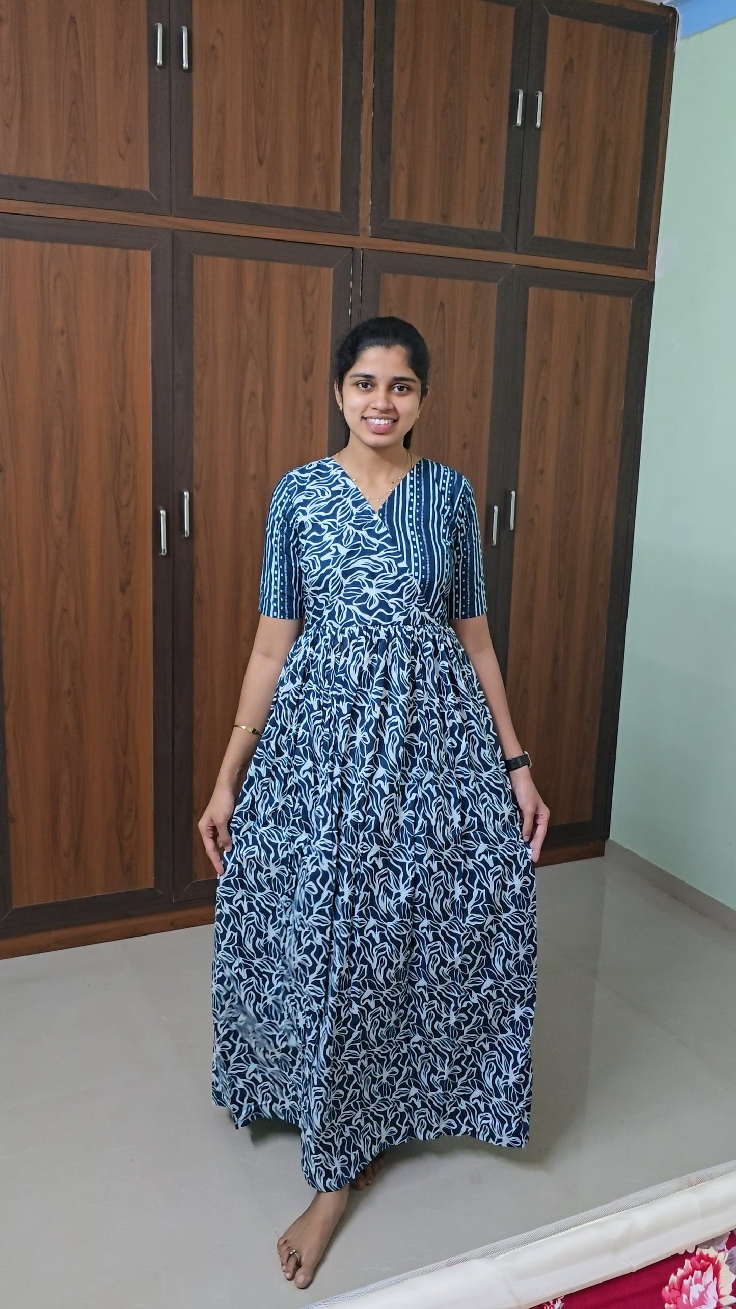 Malar -  Dark Blue Zipless Maxi Nighty