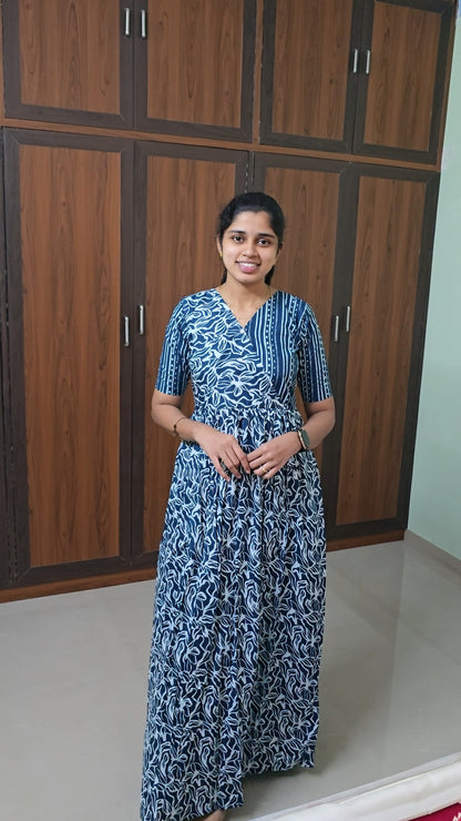 Malar -  Dark Blue Zipless Maxi Nighty