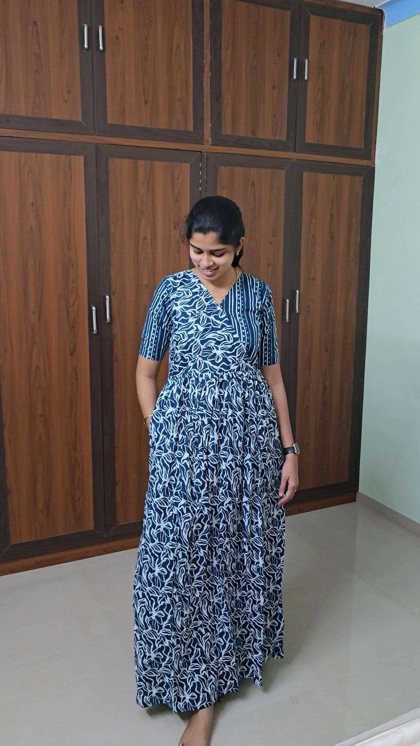 Malar -  Dark Blue Zipless Maxi Nighty