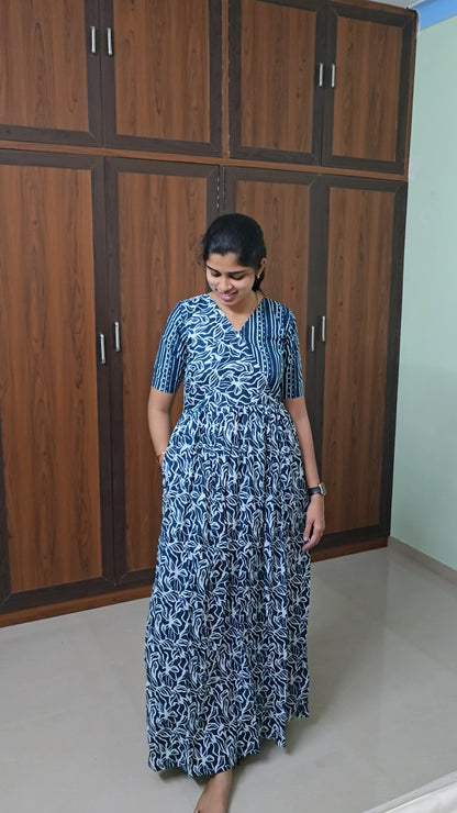 Malar -  Dark Blue Zipless Maxi Nighty