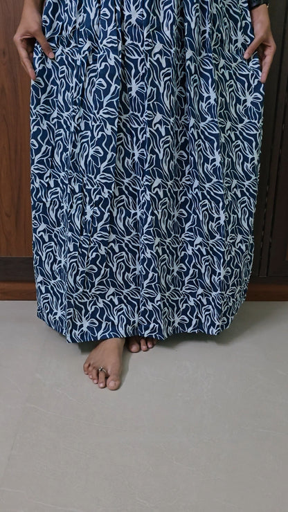 Malar -  Dark Blue Zipless Maxi Nighty