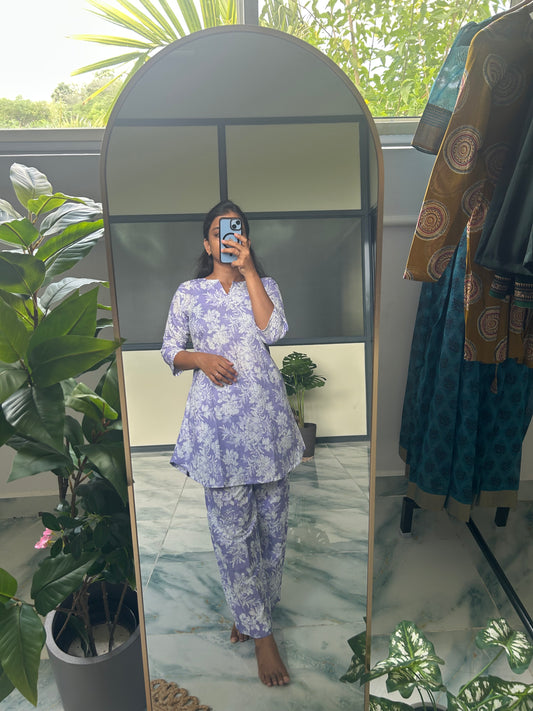 Heera - Lilac Floral Night Suit