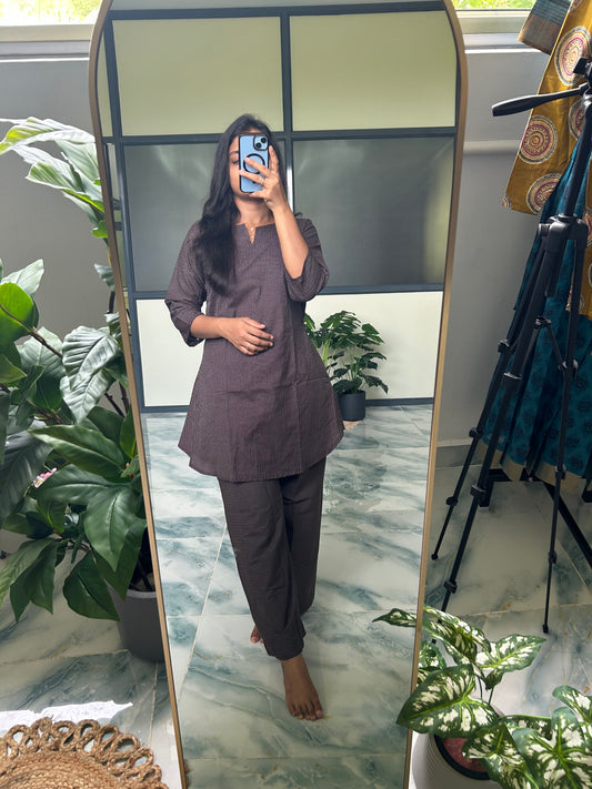 Heera - Brown Kantha Night Suit
