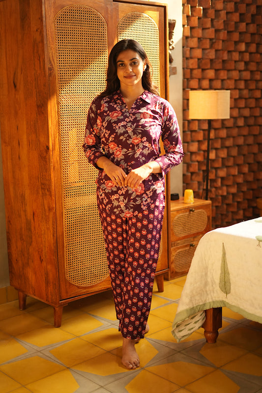 Riya - Purple Full Sleeve Night Suit