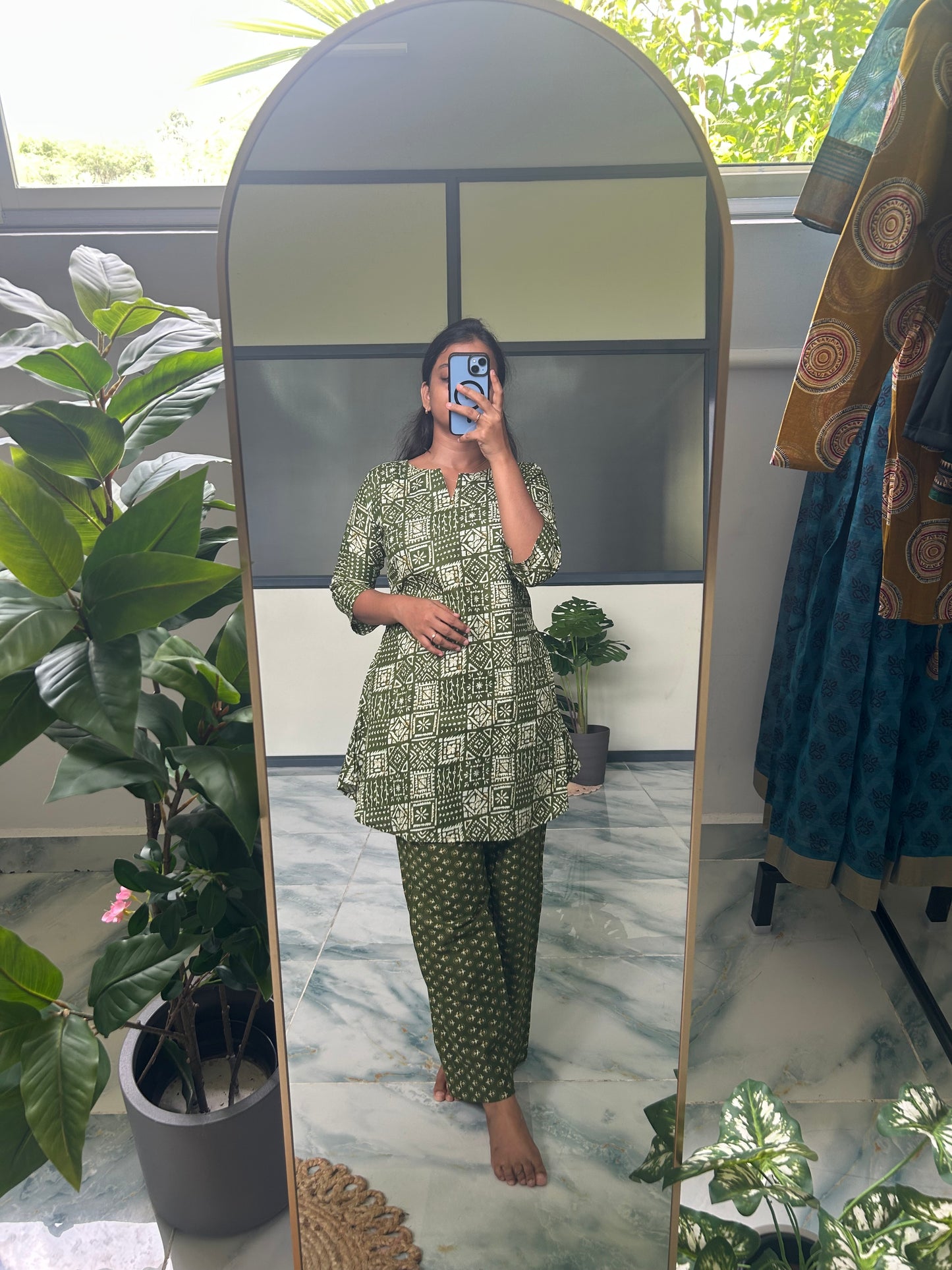 Heera - Green Ajrakh Night Suit
