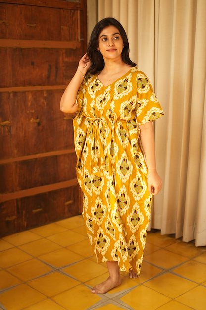 Nila -  Mustard Kaftan Midi Nighty