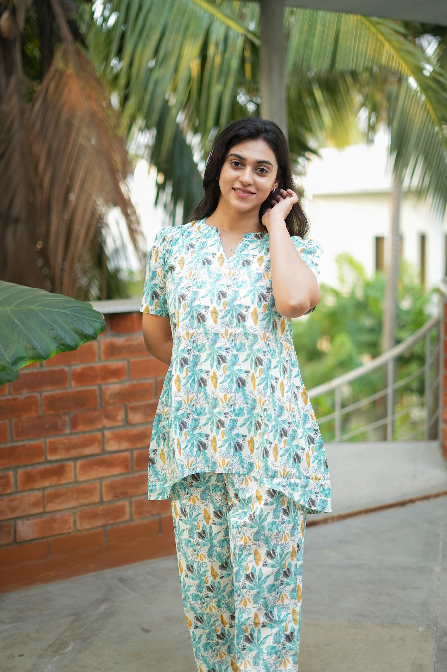 Heera - White Printed Night Suit