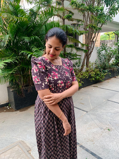 Nisha - Brown Midi Nighty