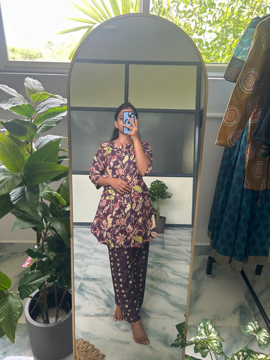 Heera - Dark Purple Night Suit