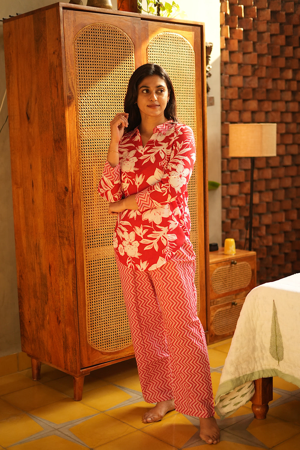 Riya - Red Full Sleeve Night Suit