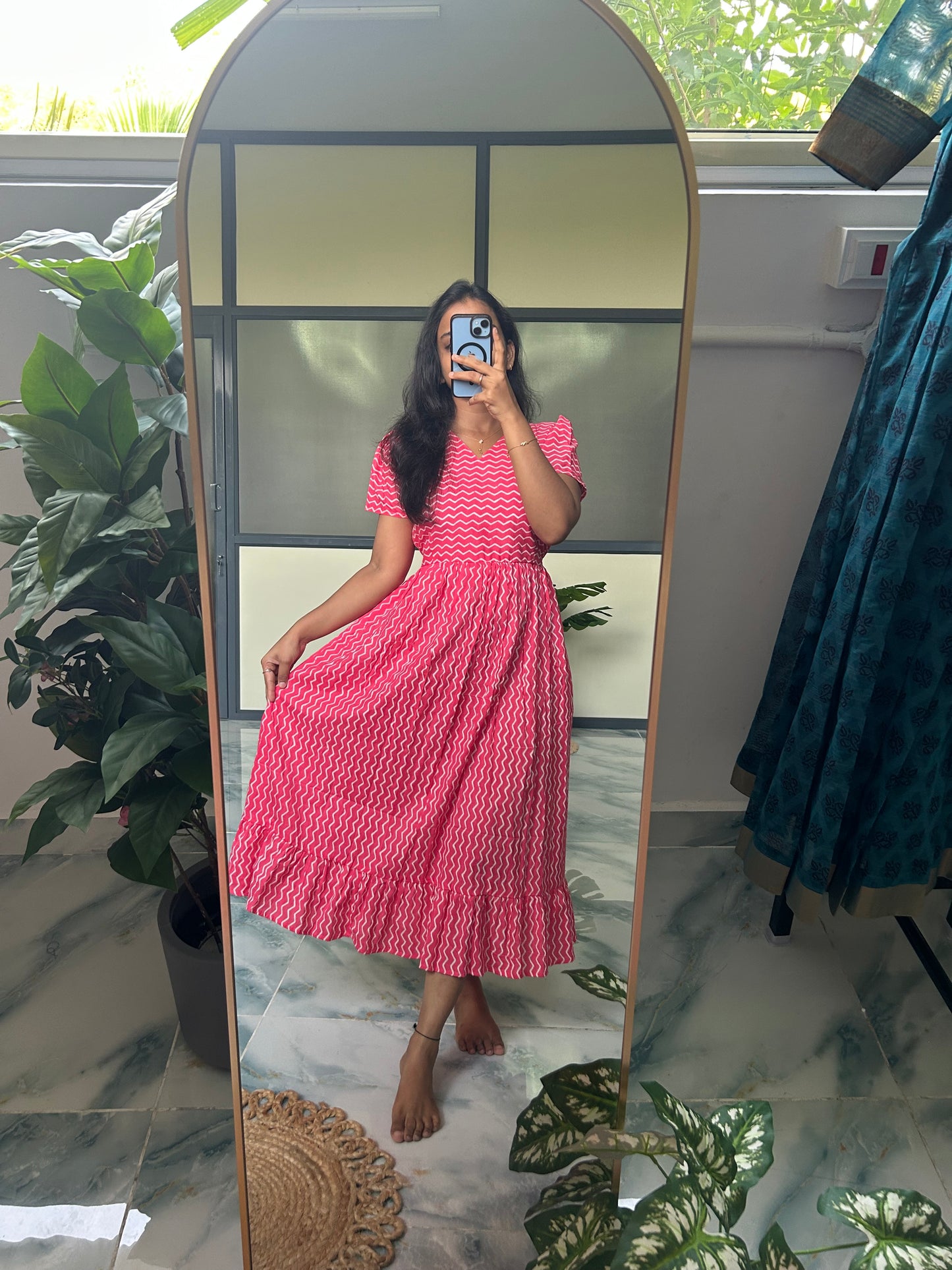 Harsha- Dark Pink Midi Dress