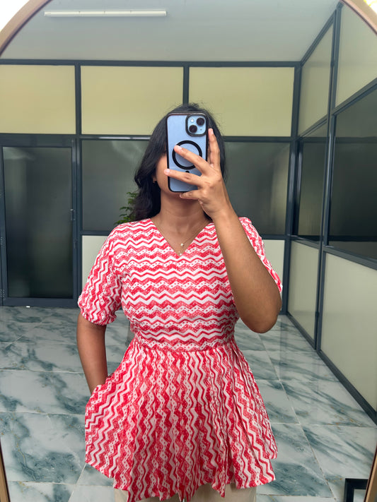 Isha -  Zig-Zag Peplum Top